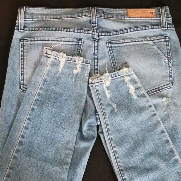 NEW Comune London Mid Twig Blue Jeans in Medium Wash Factory Distressed Size 28 - Picture 9 of 13